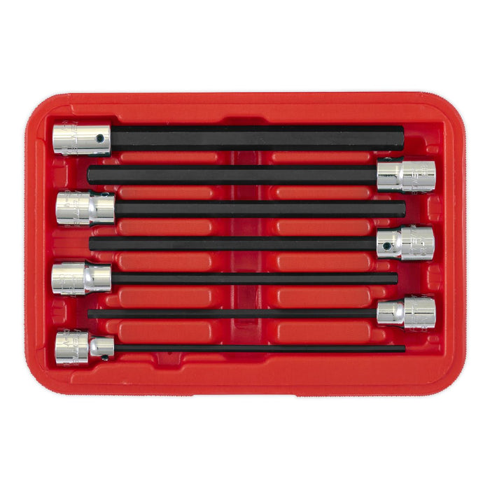 Sealey Hex Socket Bit Set 7pc 3/8"Sq Drive 150mm Metric AK62255 Sealey - Dynamic Drive