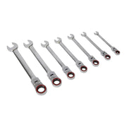 Sealey Flexi-Head Ratchet Combination Spanner Set 7pc Metric Platinum Series Sealey - Dynamic Drive