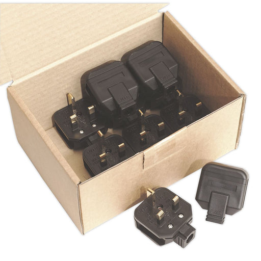 Sealey Black 13A heavy-Duty Plug Pack of 10 PL/13/3 Sealey - Dynamic Drive