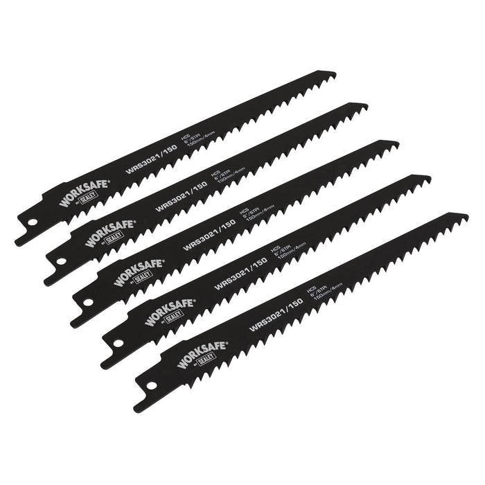 Sealey Reciprocating Saw Blade 150mm 6tpi Pack of 5 WRS3021/150 Sealey - Dynamic Drive