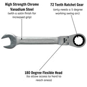 Teng Tools Ratcheting Combination Spanner Metric RF 7mm Teng Tools - Dynamic Drive