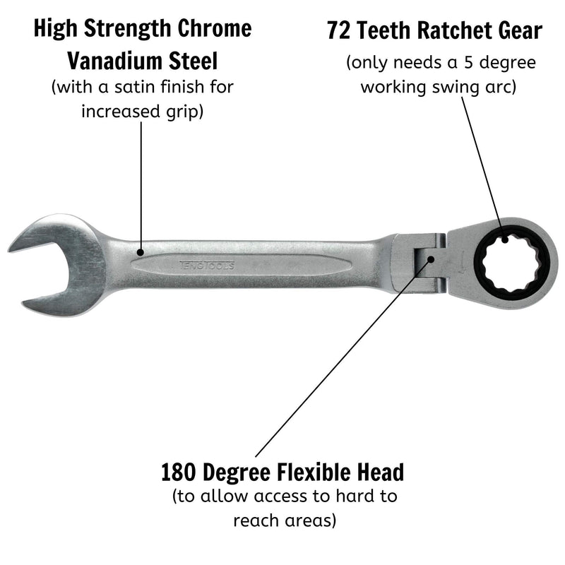 Teng Tools Ratcheting Combination Spanner Metric RF 7mm Teng Tools - Dynamic Drive
