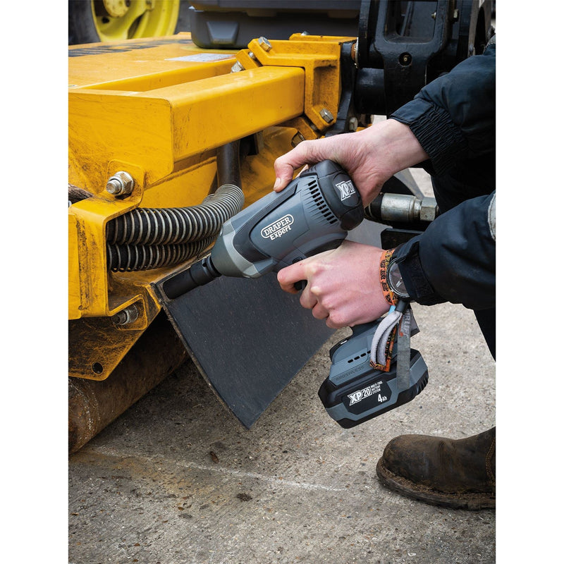Draper XP20 20V Brushless High-Torque Impact Wrench, 1/2" Sq. Dr., 1000Nm, 2 x 4 Draper - Dynamic Drive