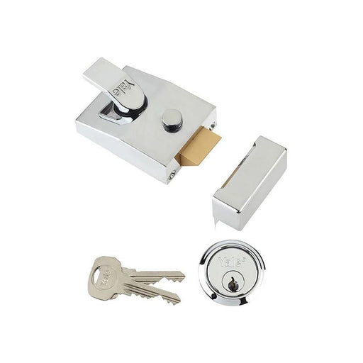 Yale Locks 89 Deadlock Nightlatch 60mm Backset Chrome Finish Box Yale Locks - Dynamic Drive