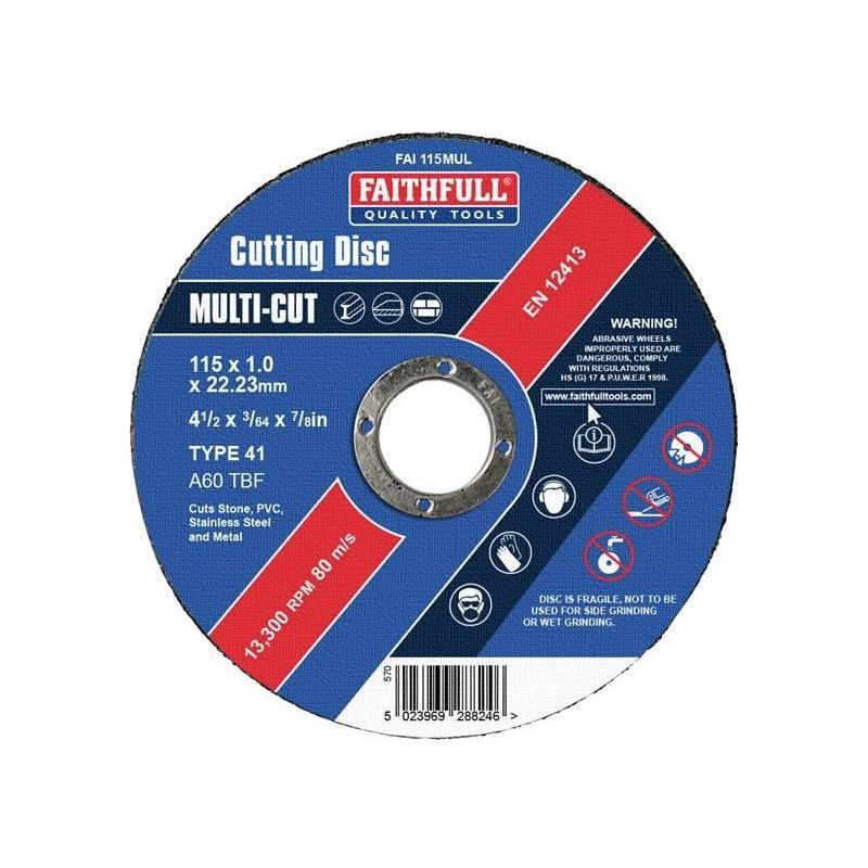 Faithfull Multi-Purpose Cutting Disc 115 x 1.0 x 22.23mm (Pack 10) Faithfull - Dynamic Drive