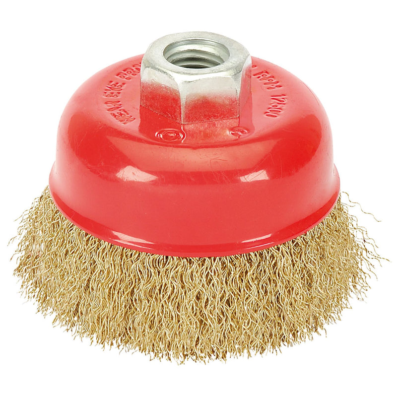 Draper Brassed Steel Crimped Wire Cup Brush, 75mm, M14 41444 Draper - Dynamic Drive
