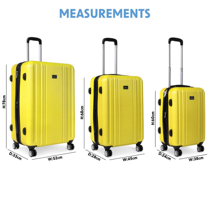 Dellonda 3-Piece Lightweight ABS Luggage Set with TSA Lock - Yellow Dellonda  - Dynamic Drive