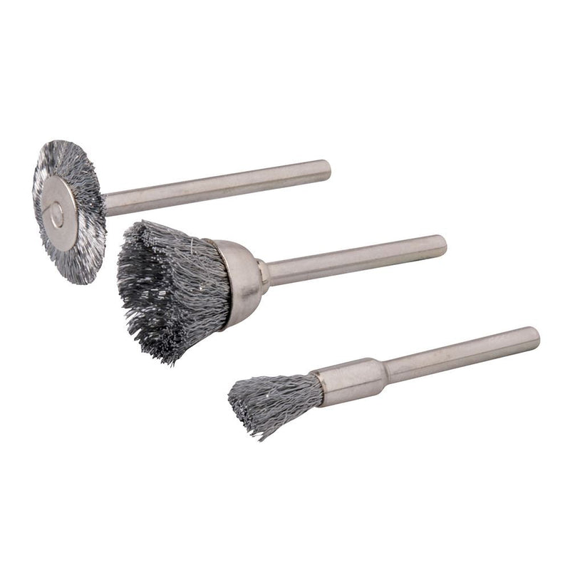 Silverline Rotary Tool Steel Wire Brush Set 3pce 5, 15, 20mm Dia Silverline - Dynamic Drive