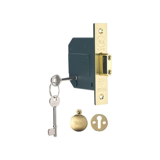 Yale Locks PM562 Hi-Security BS 5 Lever Mortice Deadlock 68mm 2.5in Polished Brass Yale Locks - Dynamic Drive