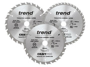 Trend CraftPro Cordless Saw Blade 165 x 20mm x 24T/40T (Pack 3) Trend - Dynamic Drive