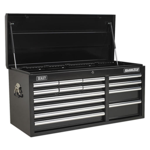 Sealey Topchest 14 Drawer with Ball-Bearing Slides Heavy-Duty Black AP41149B Sealey - Dynamic Drive