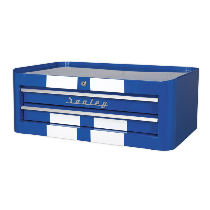 Sealey Mid-Box 2 Drawer Retro Style Blue with White Stripes AP28102BWS Sealey - Dynamic Drive