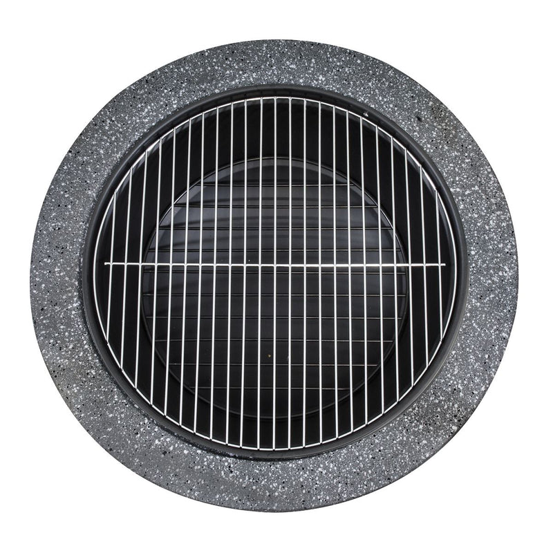 Dellonda Round MgO Fire Pit with BBQ Grill Ø75cm Safety Mesh Screen - Dark Grey Dellonda - Dynamic Drive