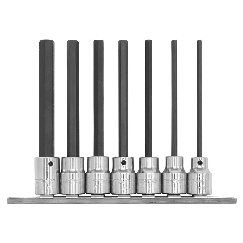 Sealey Hex Socket Bit Set 7pc 3/8"Sq Drive 110mm Metric AK62254 Sealey - Dynamic Drive