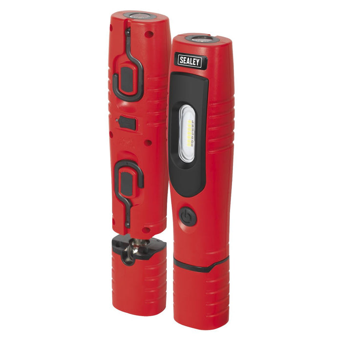 Sealey Red Rechargeable 360° Inspection Lamp 7 SMD+3W LED Lithium-ion Sealey  - Dynamic Drive