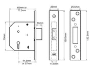 Union 2101 5 Lever Mortice Deadlock Satin Brass Finish 65mm 2.5in Box UNION - Dynamic Drive