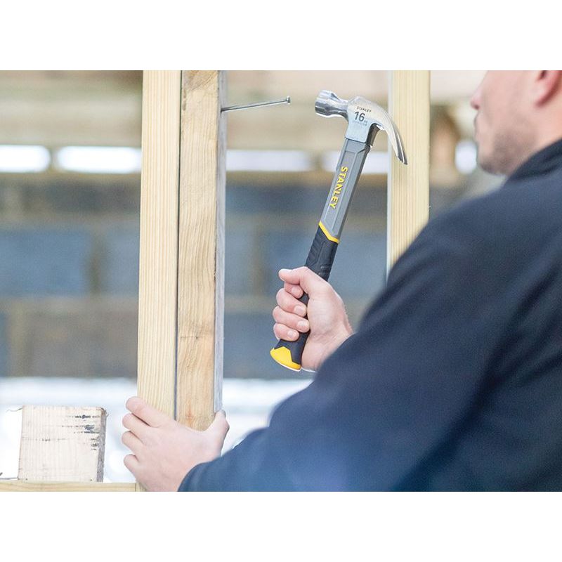Stanley® Hand Tools Curved Claw Hammer Fibreglass Shaft 450g (16oz) STANLEY® Hand Tools - Dynamic Drive
