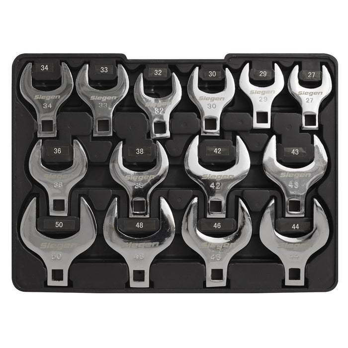 Seigen by Sealey Crow's Foot Open End Spanner Set 14pc 1/2"Sq Drive Metric Sealey  - Dynamic Drive