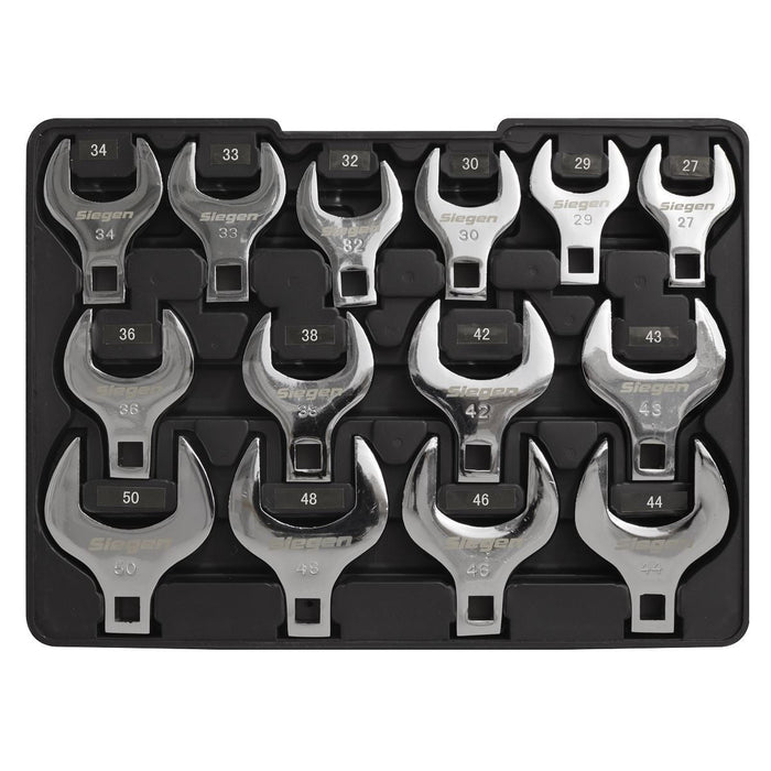 Sealey Crow's Foot Open End Spanner Set 14pc 1/2"Sq Drive Metric S01109 Sealey - Dynamic Drive