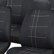 Sakura Seat Covers Checks Full Set includes Head Rest, Black/ White Sakura  - Dynamic Drive