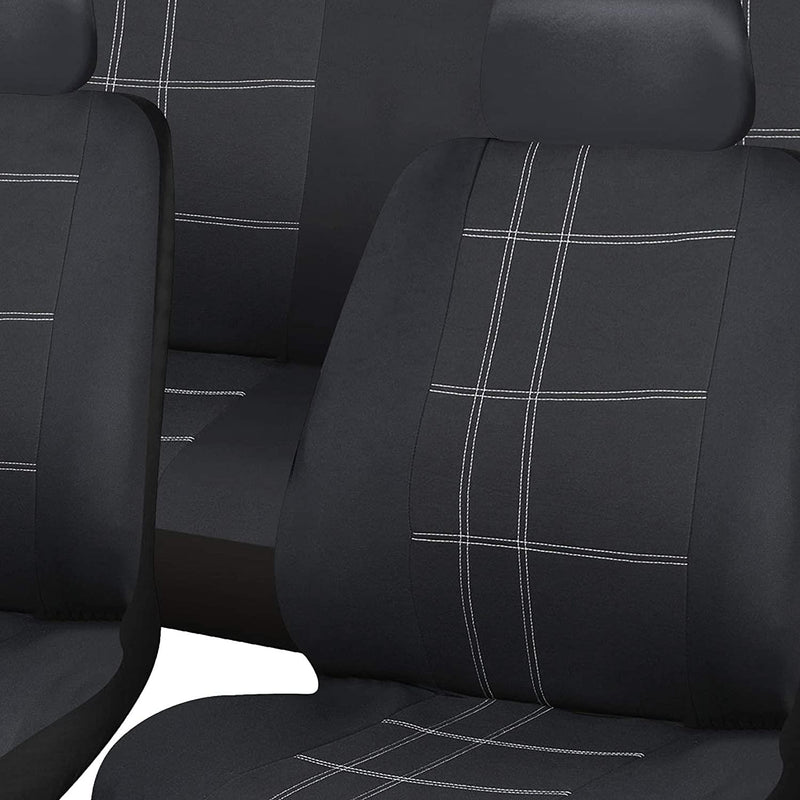 Sakura Seat Covers Checks Full Set includes Head Rest, Black/ White Sakura  - Dynamic Drive