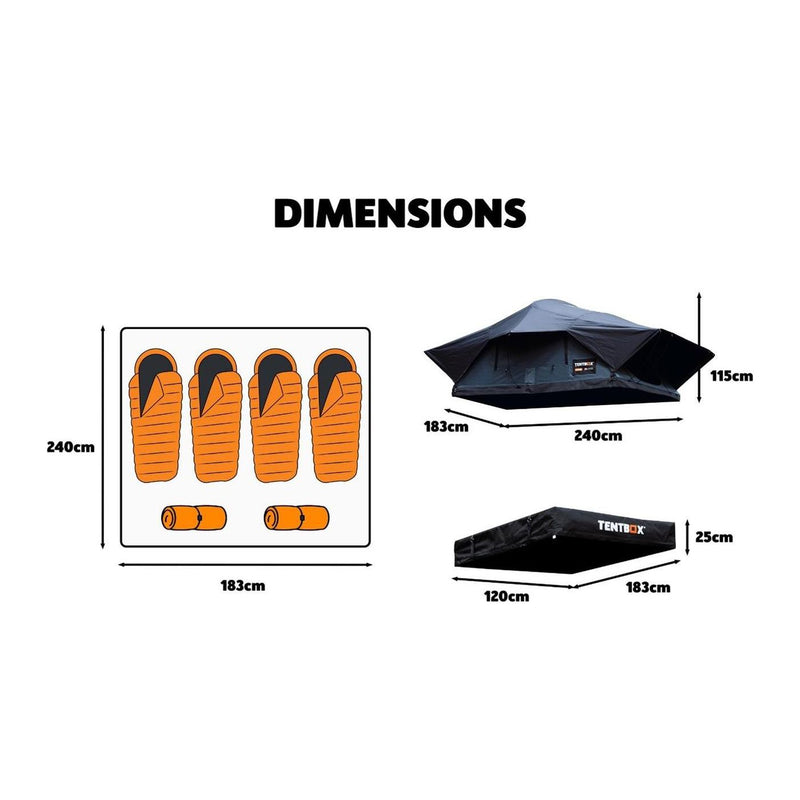 TentBox Lite XL (Slate Grey) 4 Person Roof Tent TENTBOX - Dynamic Drive