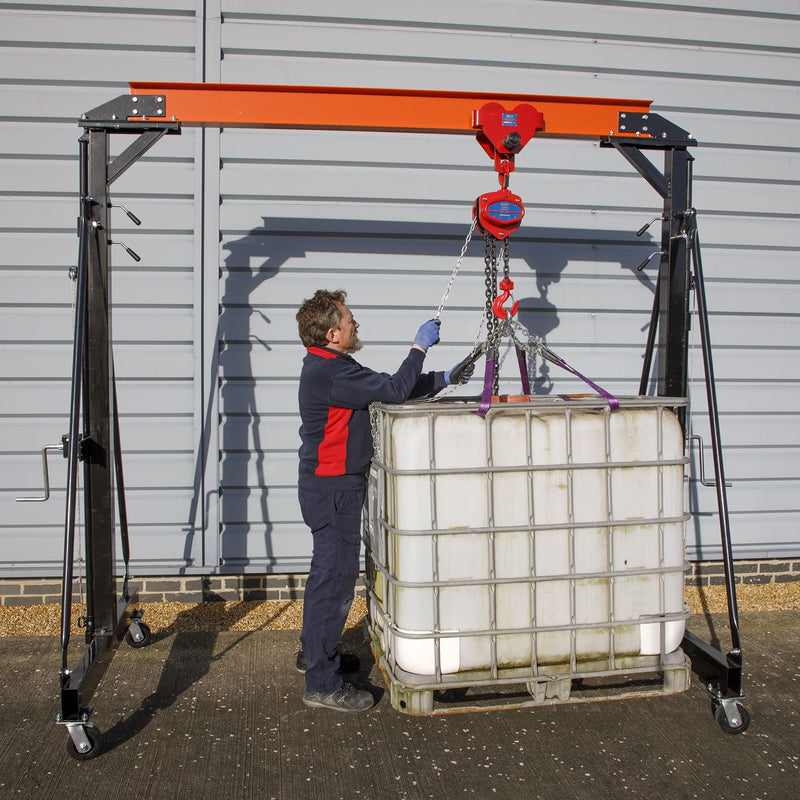 Sealey Portable Lifting Gantry Crane Adjustable 2 Tonne SG2000W Sealey - Dynamic Drive