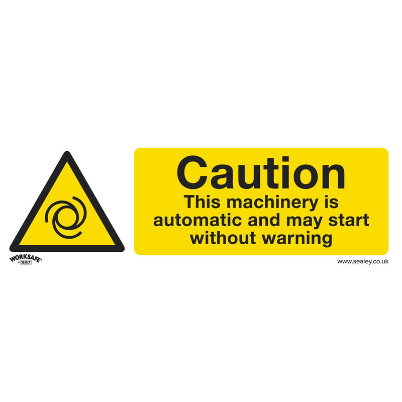 Sealey Warning Safety Sign Caution Automatic Machinery Self-Adhesive Vinyl Sealey - Dynamic Drive