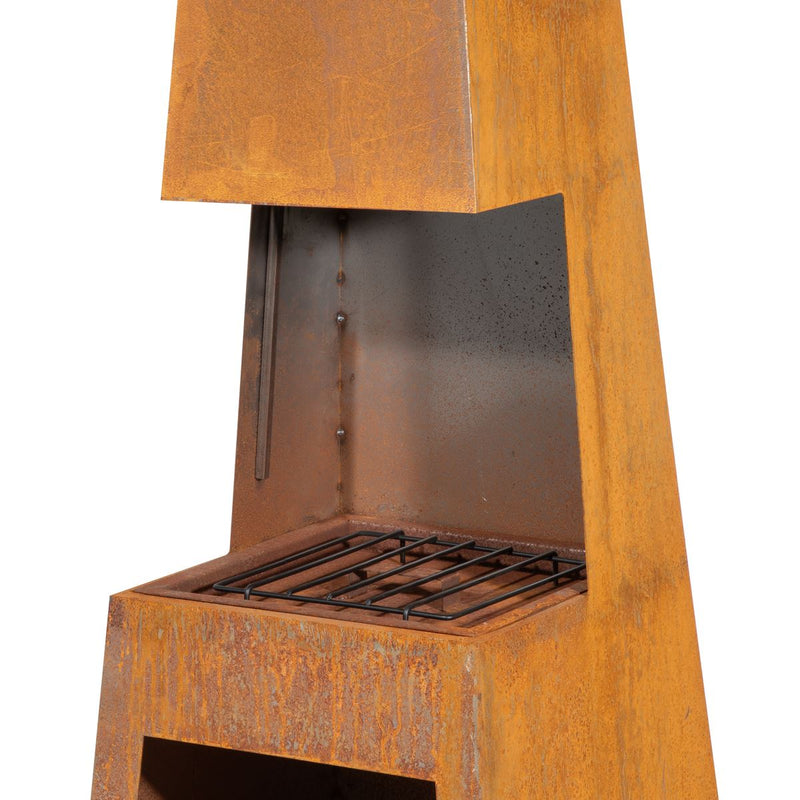 Dellonda Outdoor Chiminea Fireplace Heater Firewood Storage - Corten Steel Dellonda  - Dynamic Drive