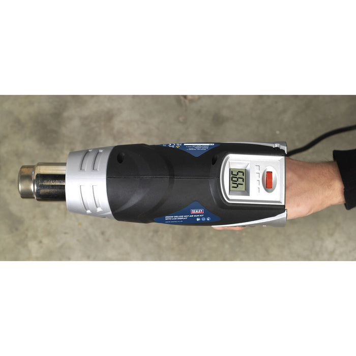 Sealey Deluxe Hot Air Gun Kit LED Display 2000W 80-600°C 4 Nozzles Heat Gun Sealey  - Dynamic Drive
