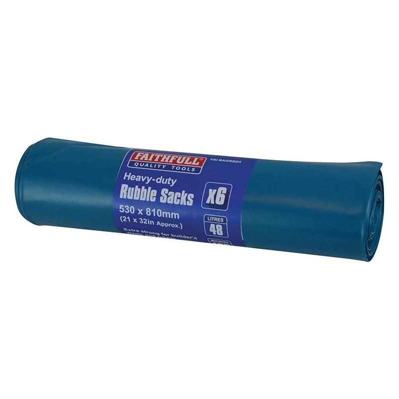 Faithfull Blue Heavy-Duty Rubble Sacks (Roll 6) Faithfull - Dynamic Drive