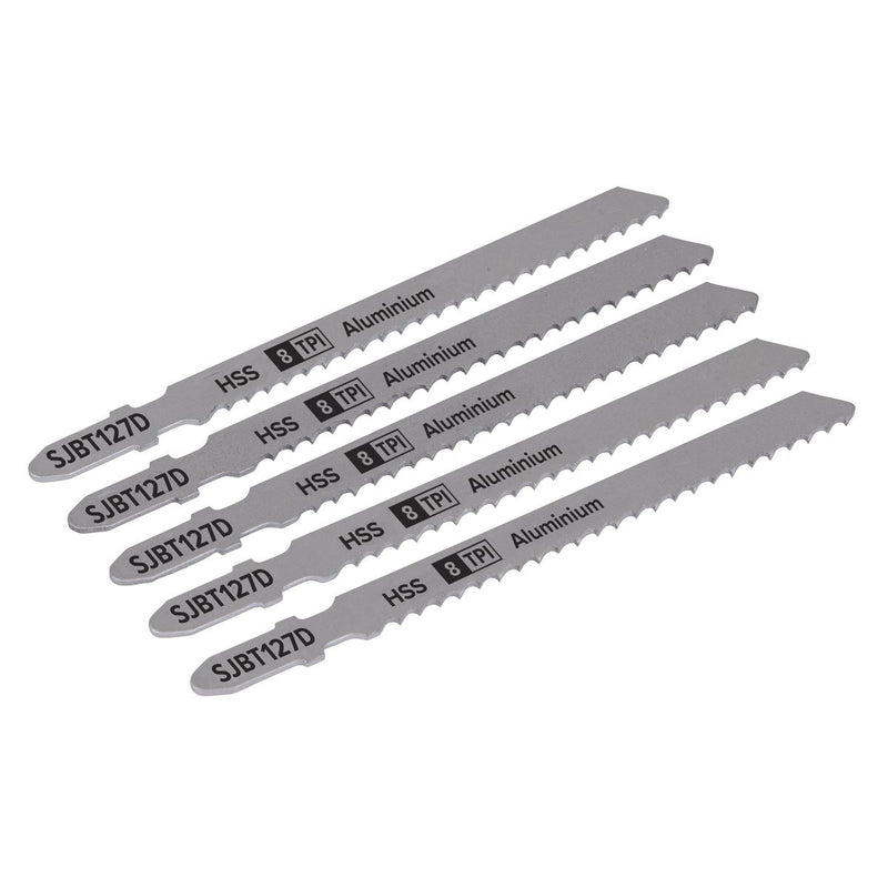 Sealey Jigsaw Blade Aluminium 100mm 8tpi Pack of 5 SJBT127D Sealey - Dynamic Drive