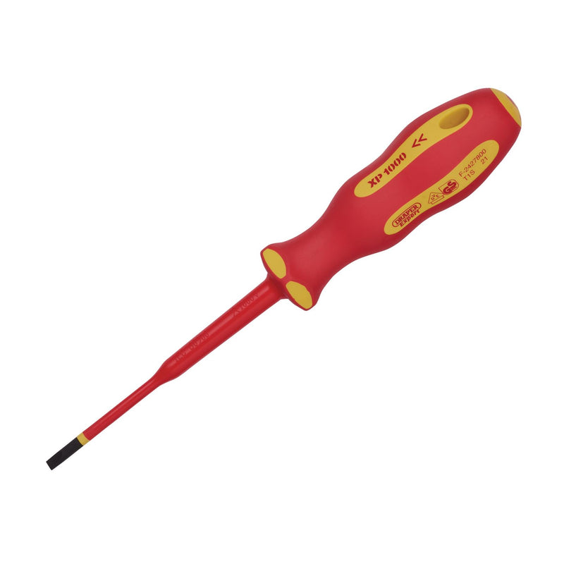 Draper XP1000 VDE Slimline Plain Slot Screwdriver, 4.0 x 100mm 02160 Draper - Dynamic Drive