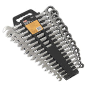 COMBINATION RATCHET SPANNER SET 16PC METRIC Seigen by Sealey - Dynamic Drive