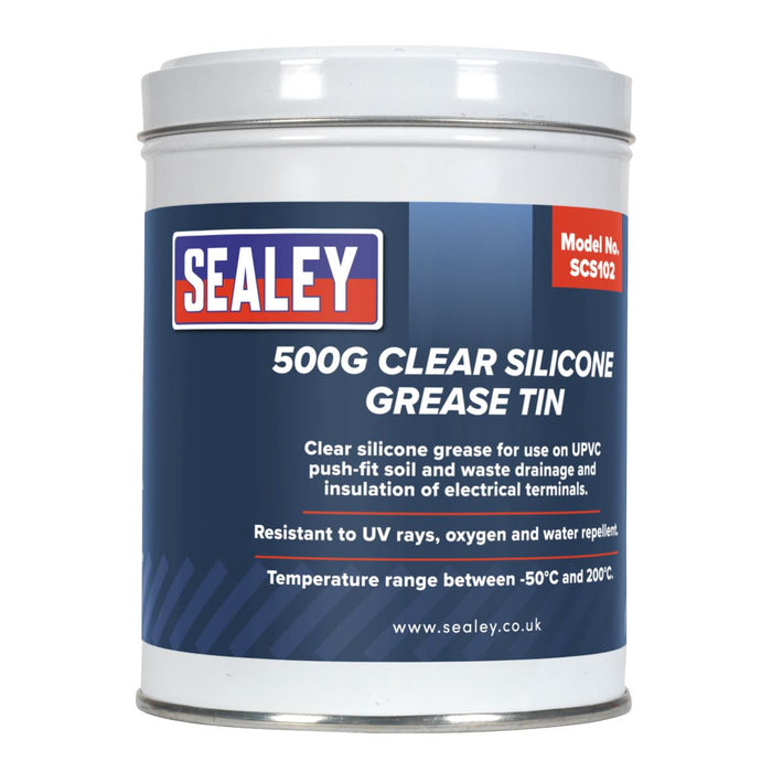 Sealey Silicone Clear Grease 500g Tin SCS102 Sealey - Dynamic Drive