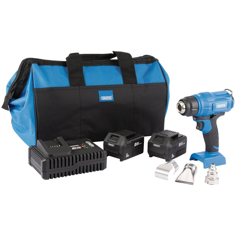 Draper D20 20V Heat Gun, 2 x 5.0Ah Batteries, 1 x Fast Charger, 1 x Bag 99737 Draper - Dynamic Drive