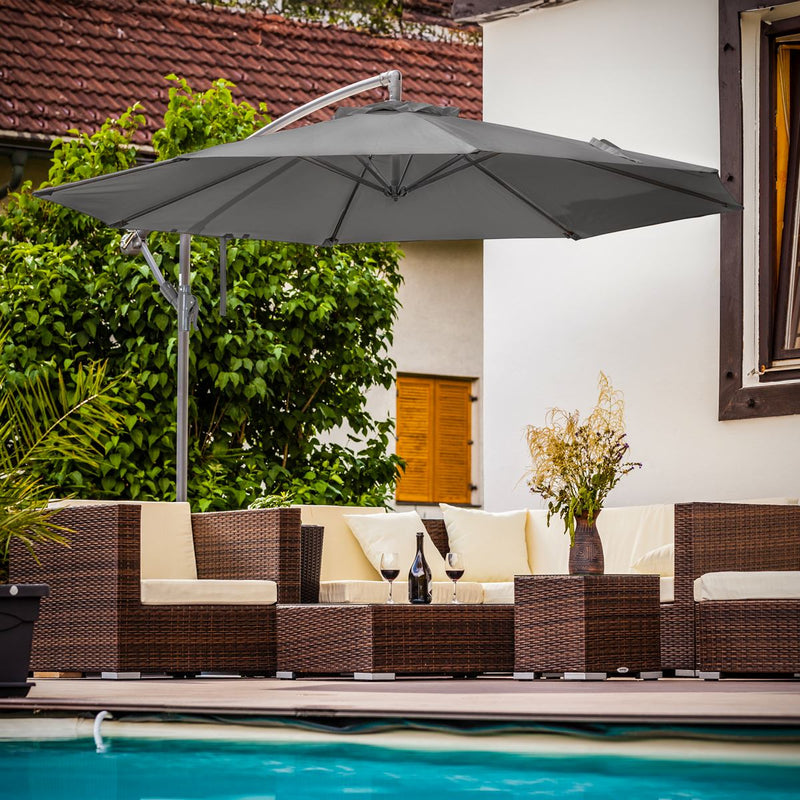 Dellonda Banana Parasol with Cover 3m - Grey DG264 Dellonda - Dynamic Drive