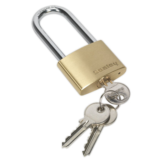 Sealey Brass Body Padlock Long Shackle 50mm PL102L Sealey - Dynamic Drive