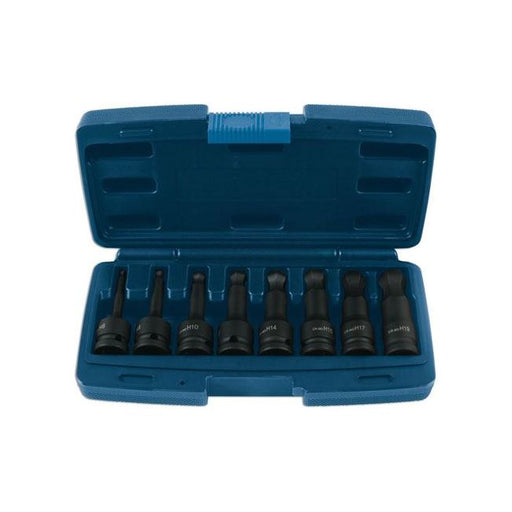 Laser Ball End Impact Hex Socket Bit Set 1/2"D 8pc 7672 Laser - Dynamic Drive