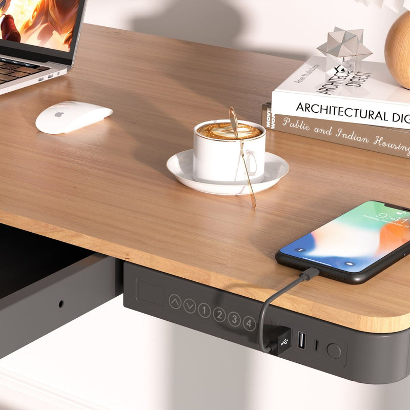 Dellonda Single Motor Electric Desk with Control Panel USB Port & Drawer Dellonda - Dynamic Drive