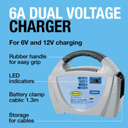 Ring Automotive - RCB206 6A Battery Charger, 6V and 12V Lead Acid Batteries, Veh Ring Automotive - Dynamic Drive