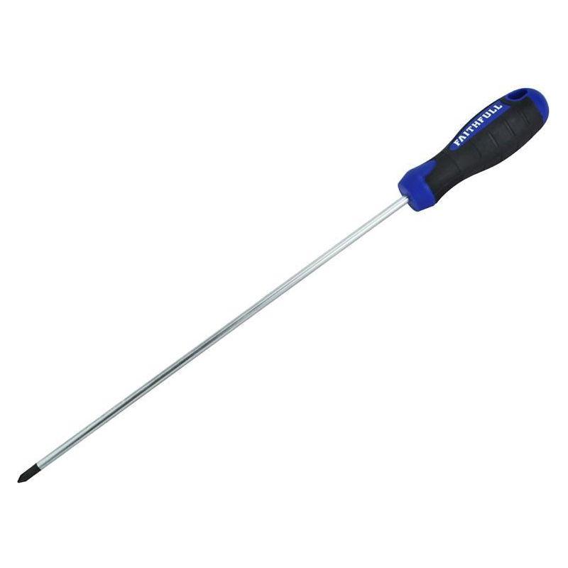 Faithfull Soft Grip Screwdriver Pozidriv Tip PZ2 x 250mm Long Reach Faithfull - Dynamic Drive