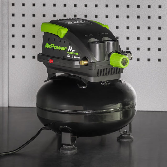 Sealey 11L Oil Free Direct Drive Air Compressor 0.5hp SAC1100 Sealey - Dynamic Drive