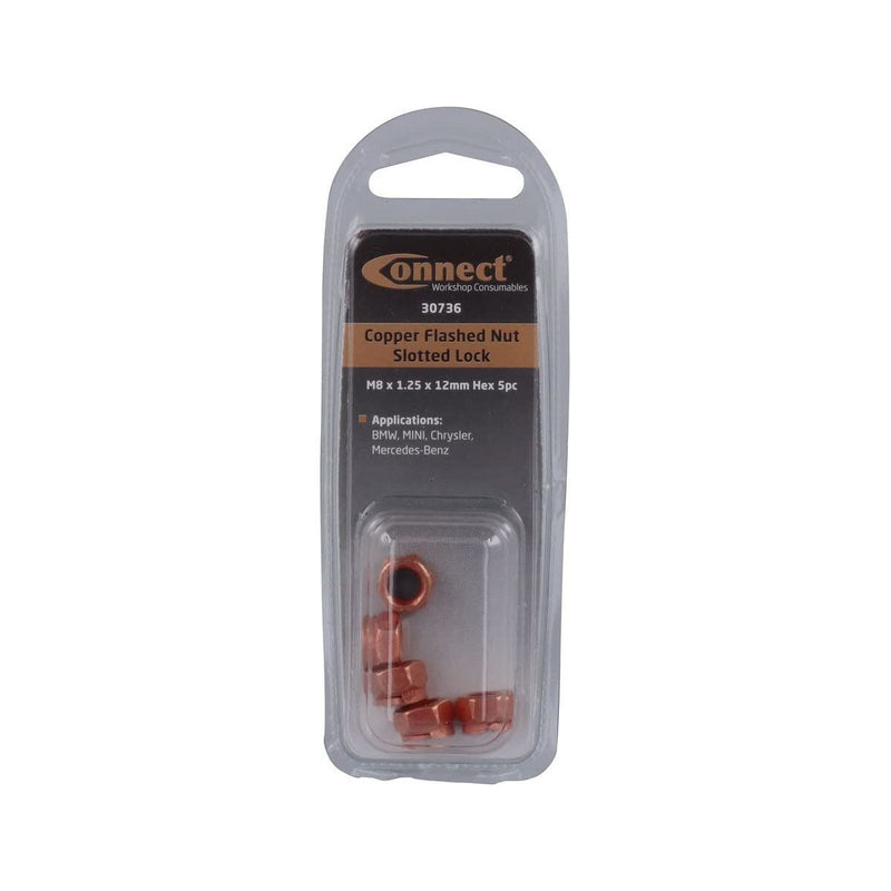 Connect Copper Flashed Nut Slotted Lock M8 x 1.25 x 12mm Hex 5pc 30736 Tool Connection - Dynamic Drive