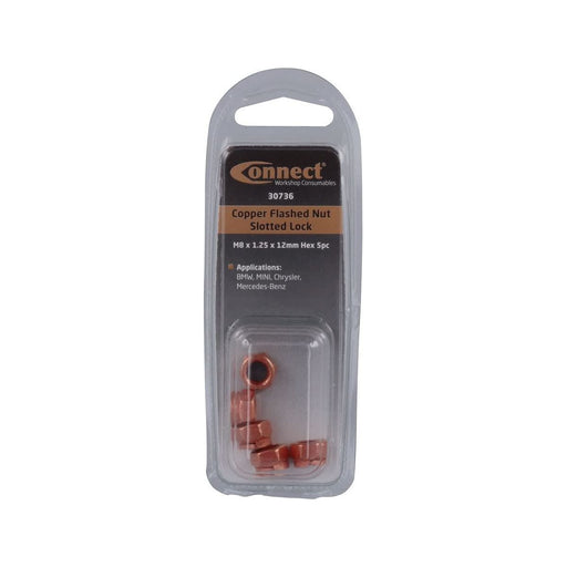 Connect Copper Flashed Nut Slotted Lock M8 x 1.25 x 12mm Hex 5pc 30736 Tool Connection - Dynamic Drive