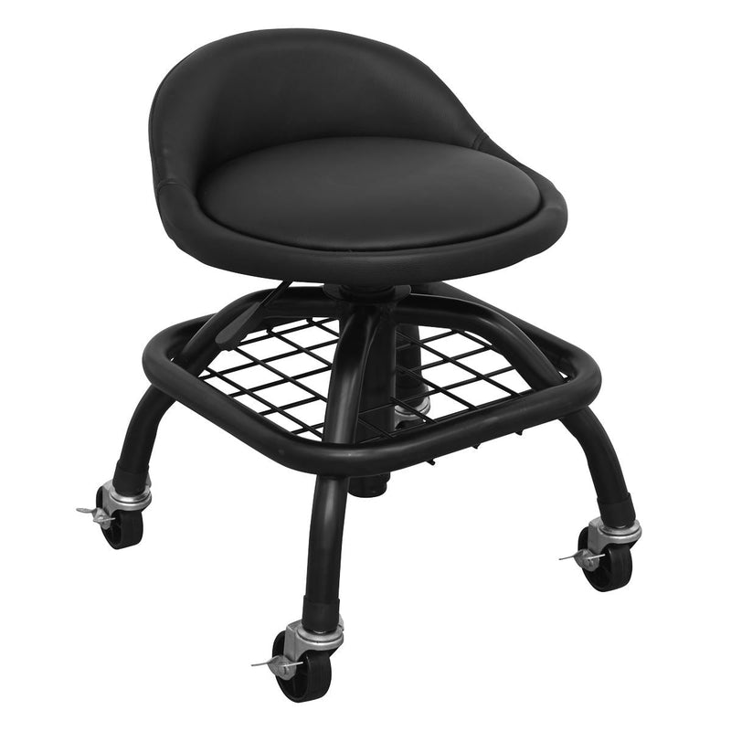 Sealey Creeper Stool Pneumatic with Adjustable Height Swivel Seat & Back Rest Sealey - Dynamic Drive