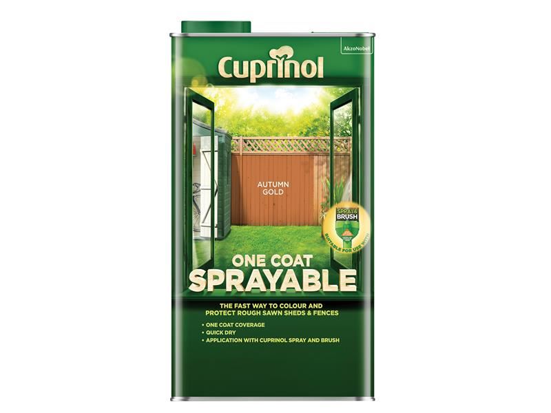 Cuprinol One Coat Sprayable Fence Treatment Autumn Gold 5 litre Cuprinol - Dynamic Drive