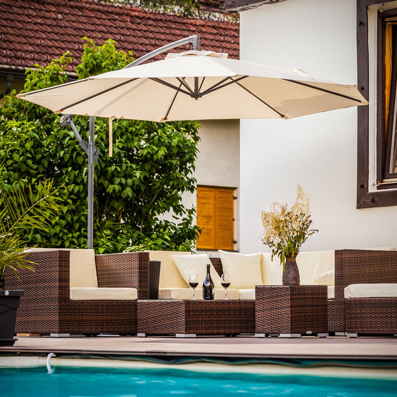 Dellonda Banana Parasol with Cover 3m - Cream DG265 Dellonda - Dynamic Drive