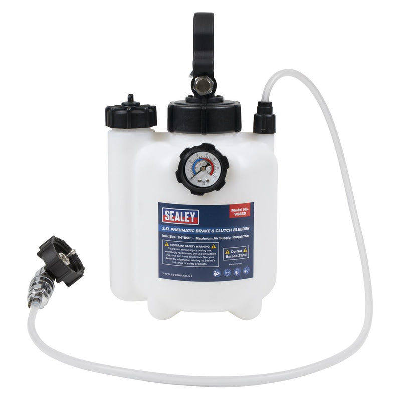 Sealey Pneumatic Brake & Clutch Bleeder 2.5L VS830 Sealey - Dynamic Drive