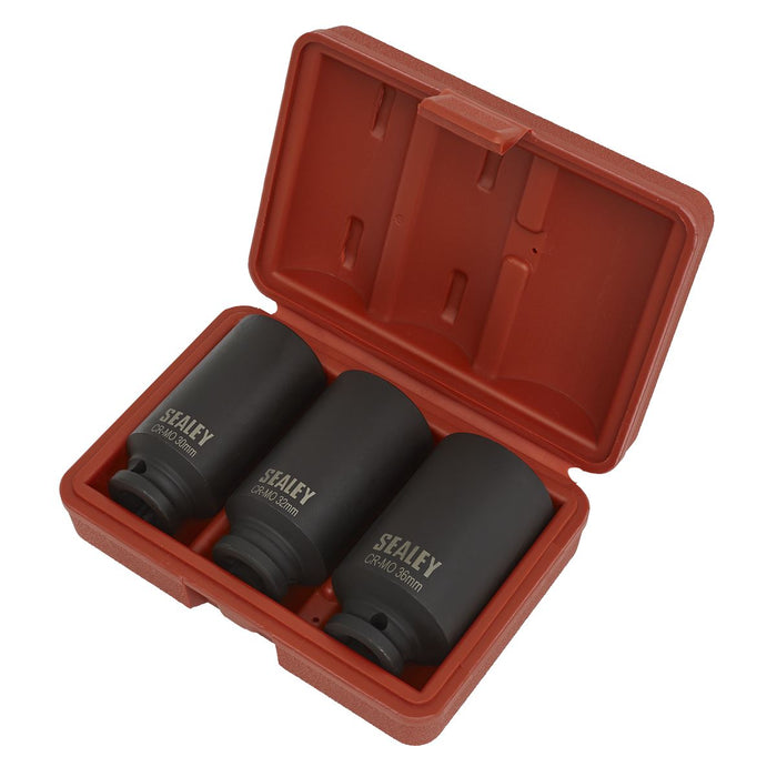 Sealey Impact Hub Nut Socket Set 3pc 12-Point 1/2"Sq Drive SX051 Sealey - Dynamic Drive